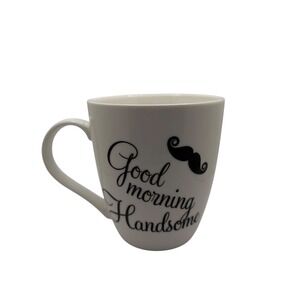 Pfaltzgraff Everyday Good Morning Handsome Mustache Coffee Mug White Black